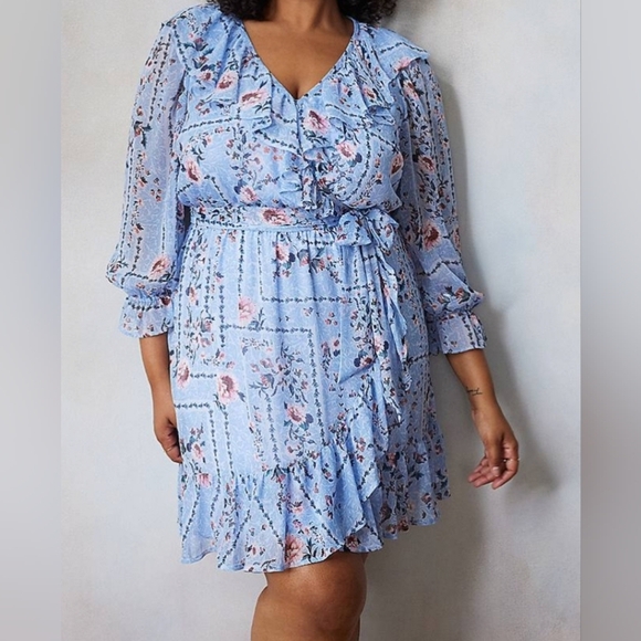 LC LAUREN CONRAD WOMENS DRESS FAUX WRAP SZ 4X NWT - Picture 1 of 7